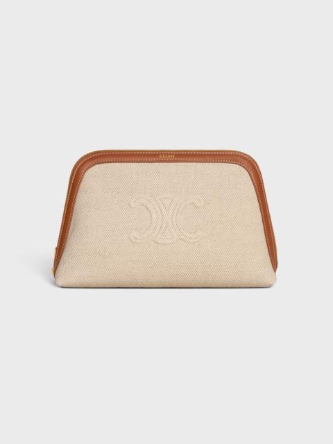 CELINE MEDIUM COSMETIC POUCH IN TEXTILE WITH TRIOMPHE AND CALFSKIN