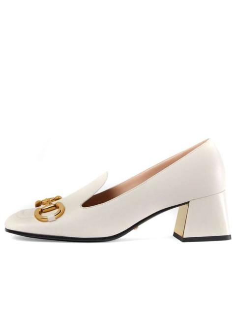 GUCCI (WMNS) Gucci Low-heel Pump with Horsebit 'White Leather' 658268-1W600-9022