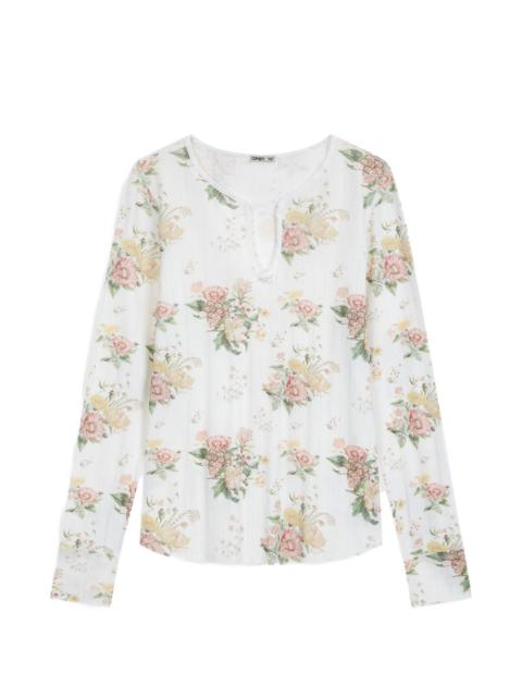 OPEN YY floral henley top
