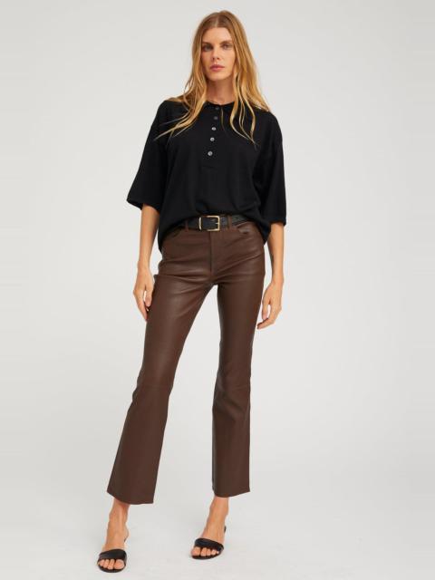 SPRWMN LEATHER 5 POCKET ANKLE FLARE