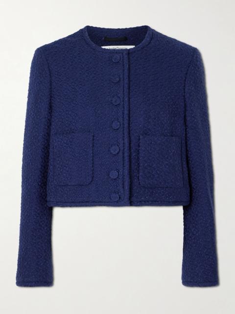 Another Tomorrow Cropped organic cotton-tweed jacket Blue