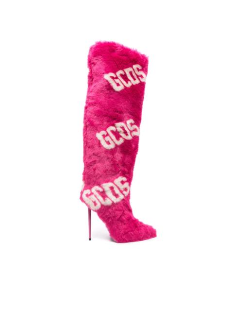 GCDS 125mm logo-print knee-length boots