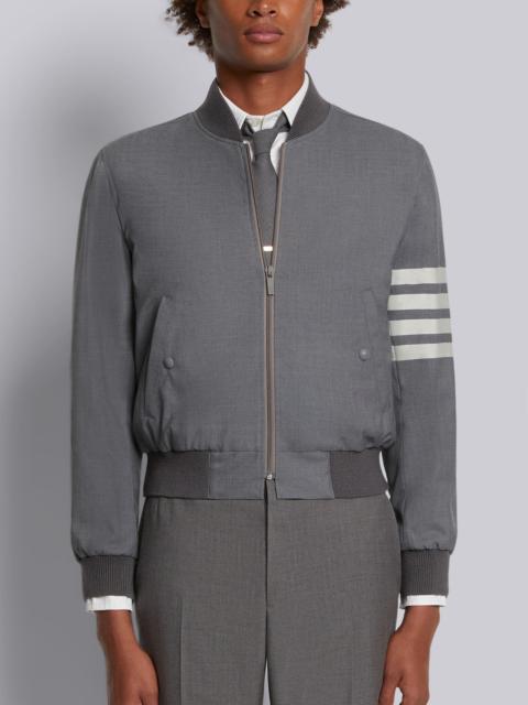 Thom Browne Medium Grey Plain Weave Suiting 4-Bar Knit Rib Blouson Jacket