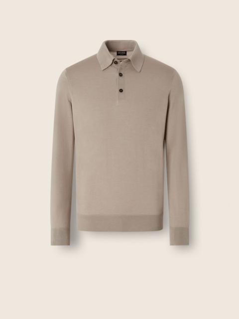 ZEGNA LIGHT TAUPE MÉLANGE CASHSETA POLO SHIRT