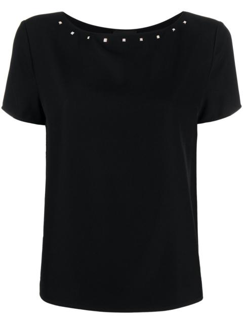 EMPORIO ARMANI studded boat neck T-shirt