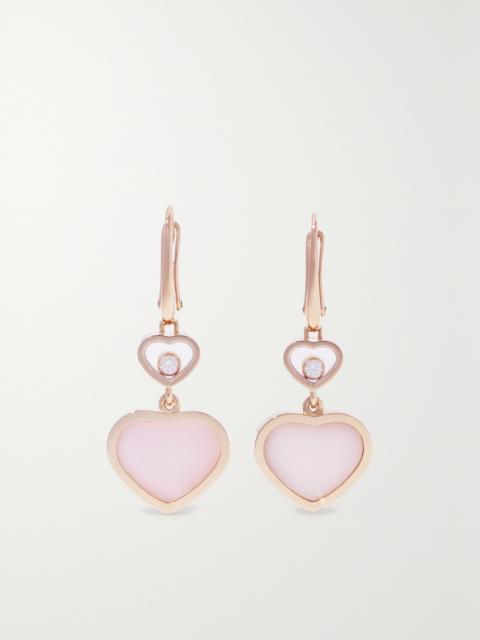 Chopard Happy Hearts 18-karat Rose Gold, Opal And Diamond Earrings