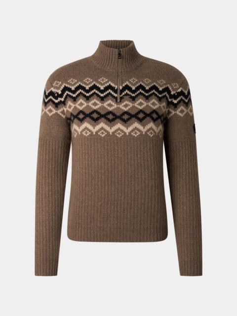BOGNER Ludi Cashmere Turtleneck in Hazel/Beige/Black