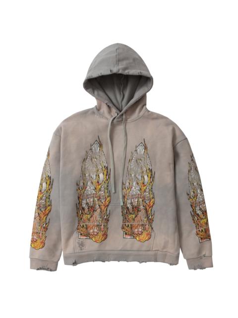 WHO DECIDES WAR FADED FLAME GLASS HOODED PULLOVER