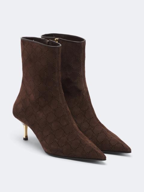GUCCI Bombshell GG laser-cut suede ankle boots