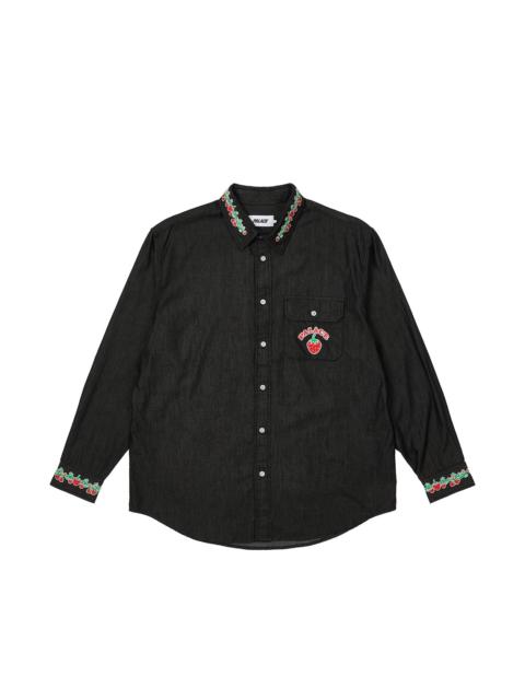 PALACE STRAWBERRY EMBROIDERY DENIM SHIRT BLACK