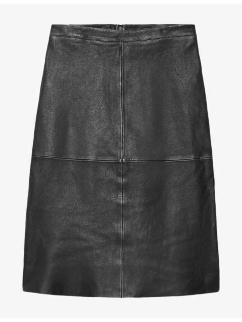 ALLSAINTS Olivia Stitch-Detail Leather Midi Skirt