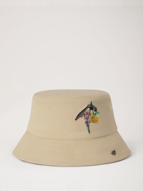 Mulberry Embroidered Bucket Hat Ecru Cotton