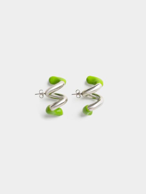 SUNNEI FUSILLO RUBBERIZED SILVER EARRINGS / fern green