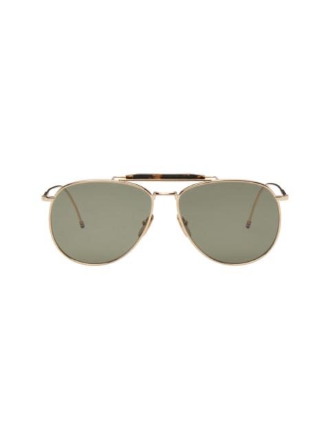 Thom Browne Gold Aviator Sunglasses