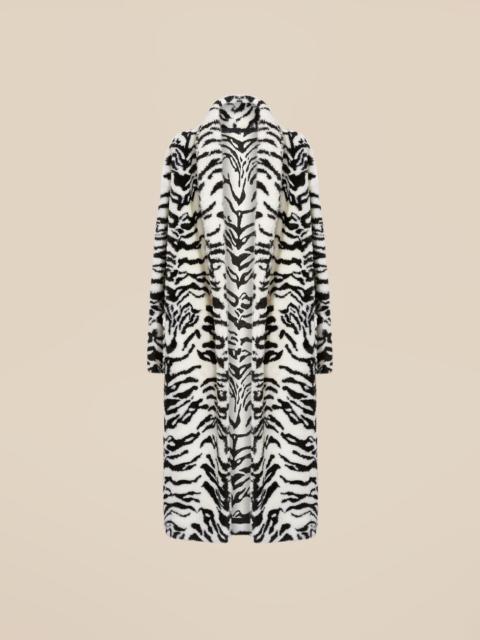 THE ATTICO WHITE AND BLACK LONG FUR COAT