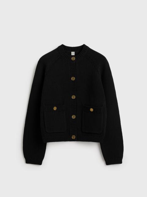 TOTEME Hammered button cotton cardigan black