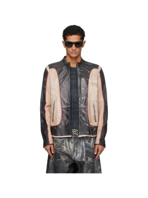 Diesel Black & Beige L-Evert Leather Jacket
