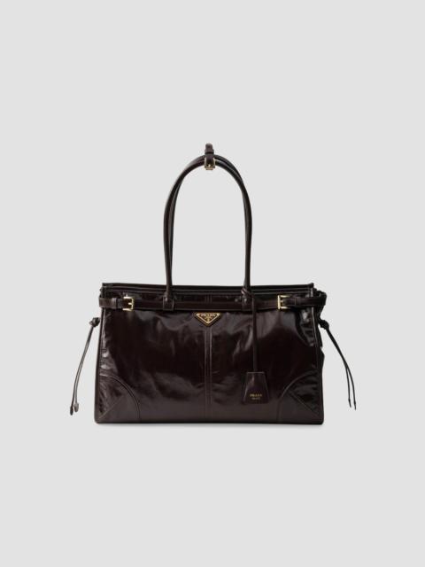 Prada Women's Bonnie Large Leather Top Handle Bag - Brown