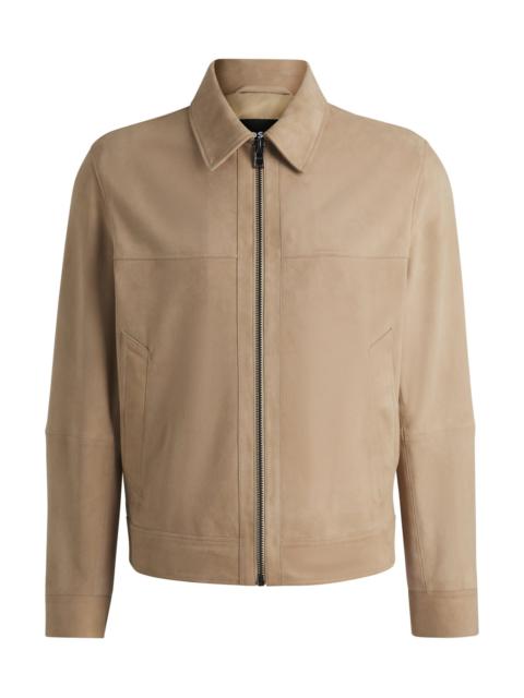 REGULAR-FIT JACKET IN SOFT SUEDE WITH ZIP FRONT