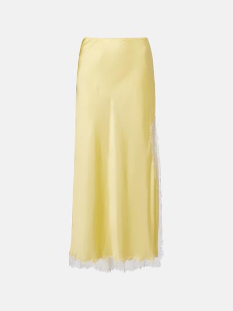 Poupette St Barth Lila lace-trimmed satin slip skirt