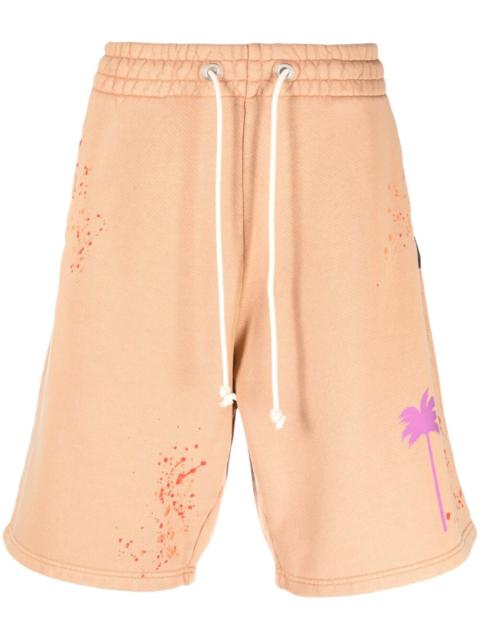 Palm Angels paint-splatter logo-print track shorts