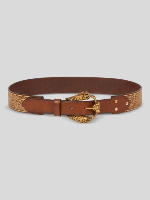 Etro LEATHER BELT WITH ANIMAL BUCKLE