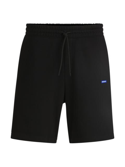 HUGO COTTON-TERRY SHORTS WITH BLUE LOGO PATCH
