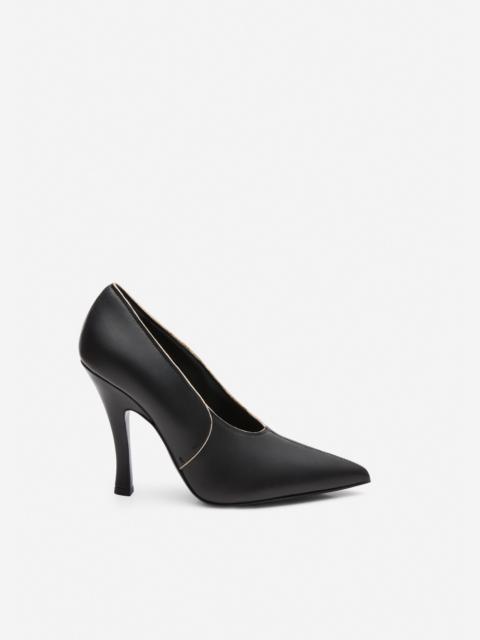 MAGDA BUTRYM Sculptural pointed leather pumps in black