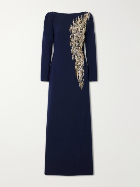 JENNY PACKHAM Avana Crystal And Bead-embellished Crepe Gown