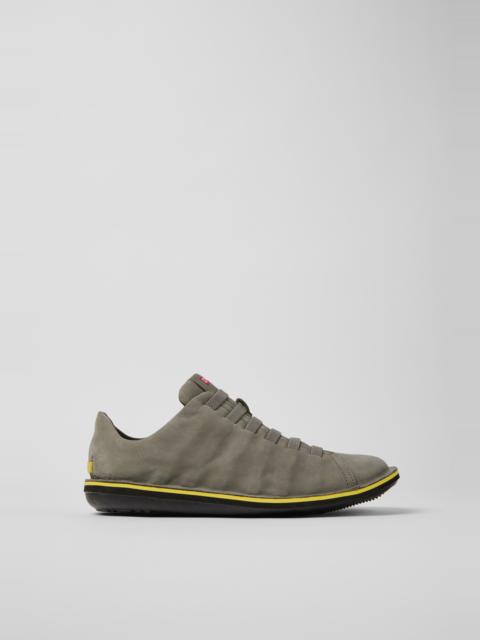 CAMPER Beetle Gray Nubuck Leather Shoes for Men.