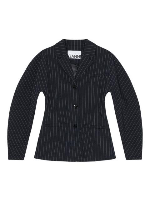 GANNI pinstripe button-fastening blazer