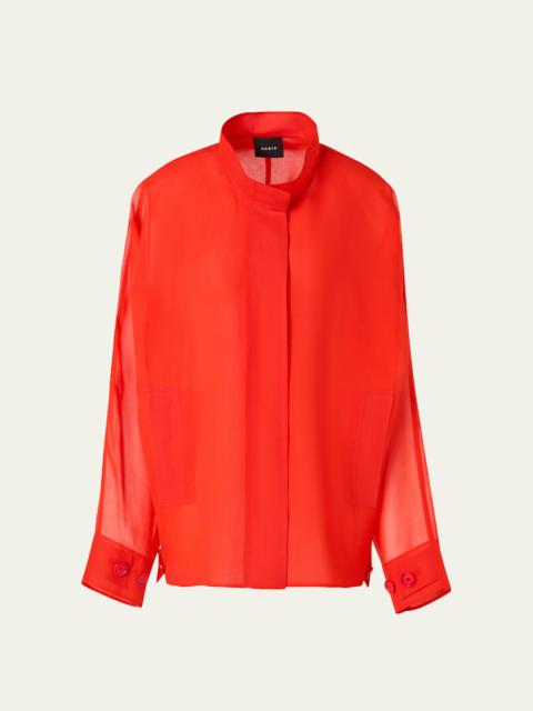 AKRIS Huma Silk Georgette Oversized Parka Jacket