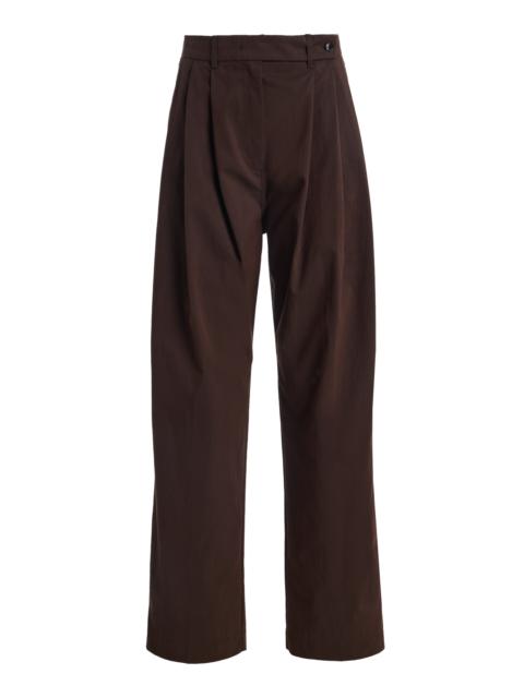 CO Cotton Twill Wide Leg Pleated Pants