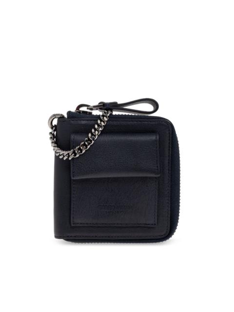 GIORGIO ARMANI chain zip leather wallet