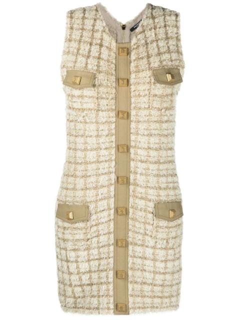 sleeveless tweed dress