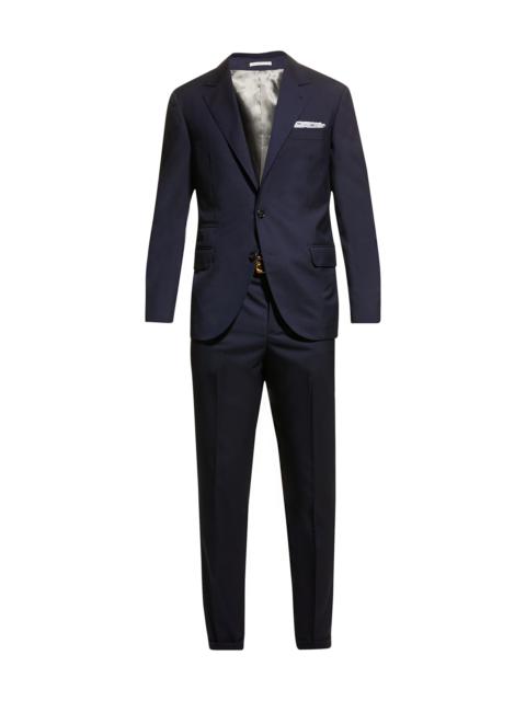 Men's Solid Wool Two-Piece Suit