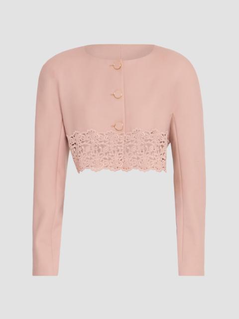 Chloé Women's Guipure Lace & Wool Crop Sweater - Coffee Pink
