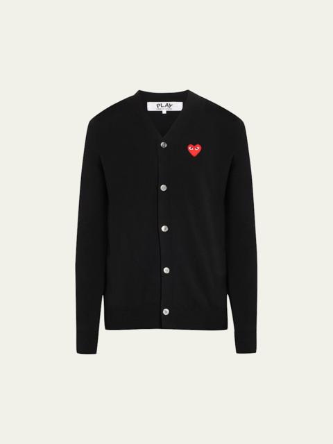 Comme Des Garçons Men's Small Heart Wool Cardigan Sweater