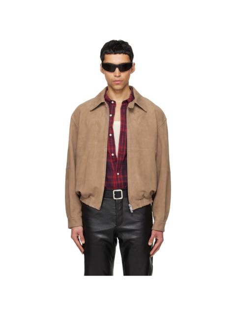 Tonywack Beige Relaxed Goat Suede Bomber Jacket