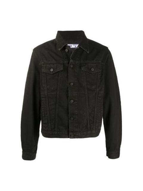 Off-White Off-White Arrows Logo Printed Denim Jacket Men Black OMYE054F20DEN0021007