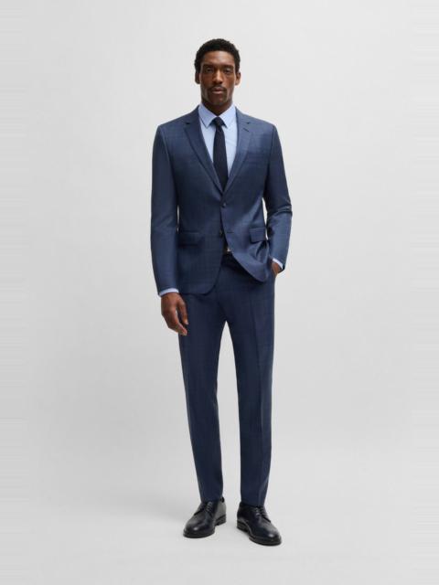 BOSS SLIM-FIT SUIT IN CHECKED WOOL AND SILK