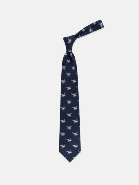 J. PRESS MADE-IN-ENGLAND NAVY WITH SILVER GRASSHOPPERS CLUB TIE