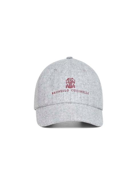 Brunello Cucinelli Grey flannel embroidered Baseball cap