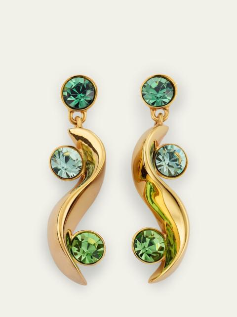 Oscar de la Renta Crystal Wave Drop Earrings