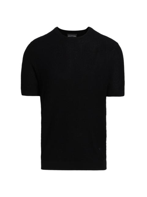 EMPORIO ARMANI Men's Chain Stitch Wool T-Shirt - Black