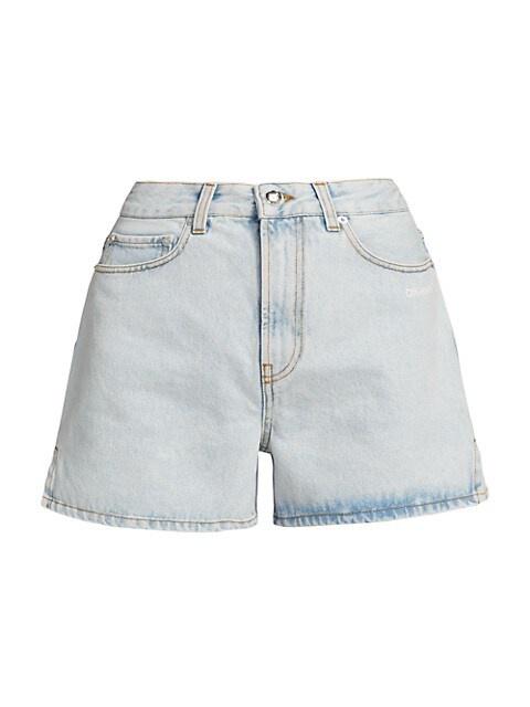 Off-White Diagonal Straight Shorts Light Blue And White