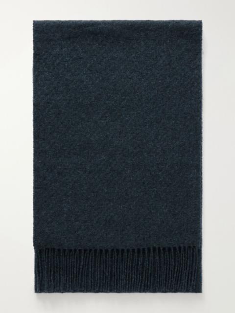 Johnstons of Elgin Fringed Cashmere Scarf Petrol