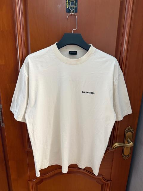 BALENCIAGA Balenciaga Off-White Embroidered Logo Short Sleeve T-Shirt