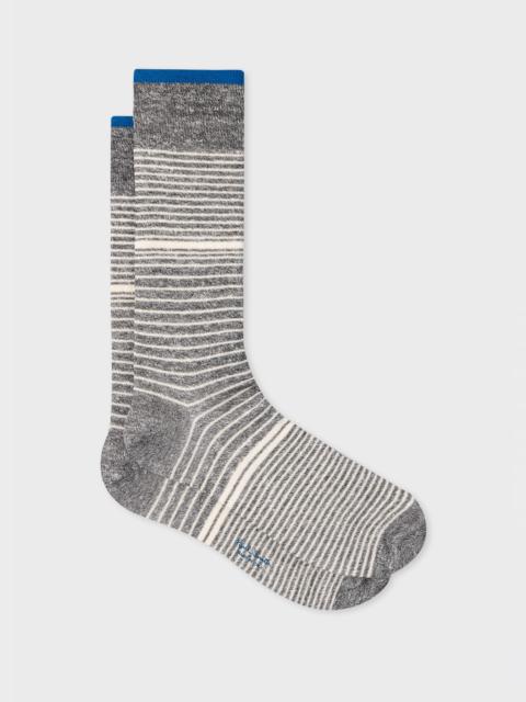 Paul Smith Dark Grey Linen-Blend Faded Striped Socks