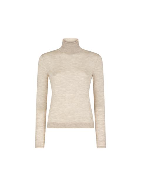 FINE CASHMERE SILK KNIT TURTLENECK TOP